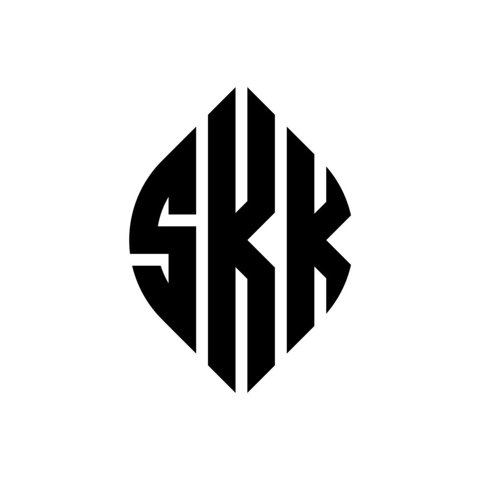 skk cirkel letter logo ontwerp met cirkel en ellipsvorm. skk ellipsletters met typografische stijl. de drie initialen vormen een cirkellogo. skk cirkel embleem abstracte monogram brief mark vector. vector