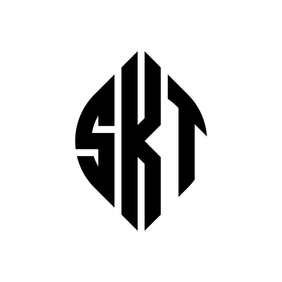 skt cirkel letter logo-ontwerp met cirkel en ellipsvorm. skt ellipsletters met typografische stijl. de drie initialen vormen een cirkellogo. skt cirkel embleem abstracte monogram brief mark vector. vector