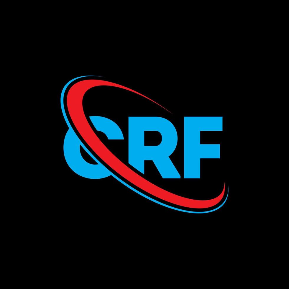 crf-logo. crf brief. crf brief logo ontwerp. initialen crf-logo gekoppeld aan cirkel en monogram-logo in hoofdletters. crf typografie voor technologie, zaken en onroerend goed merk. vector