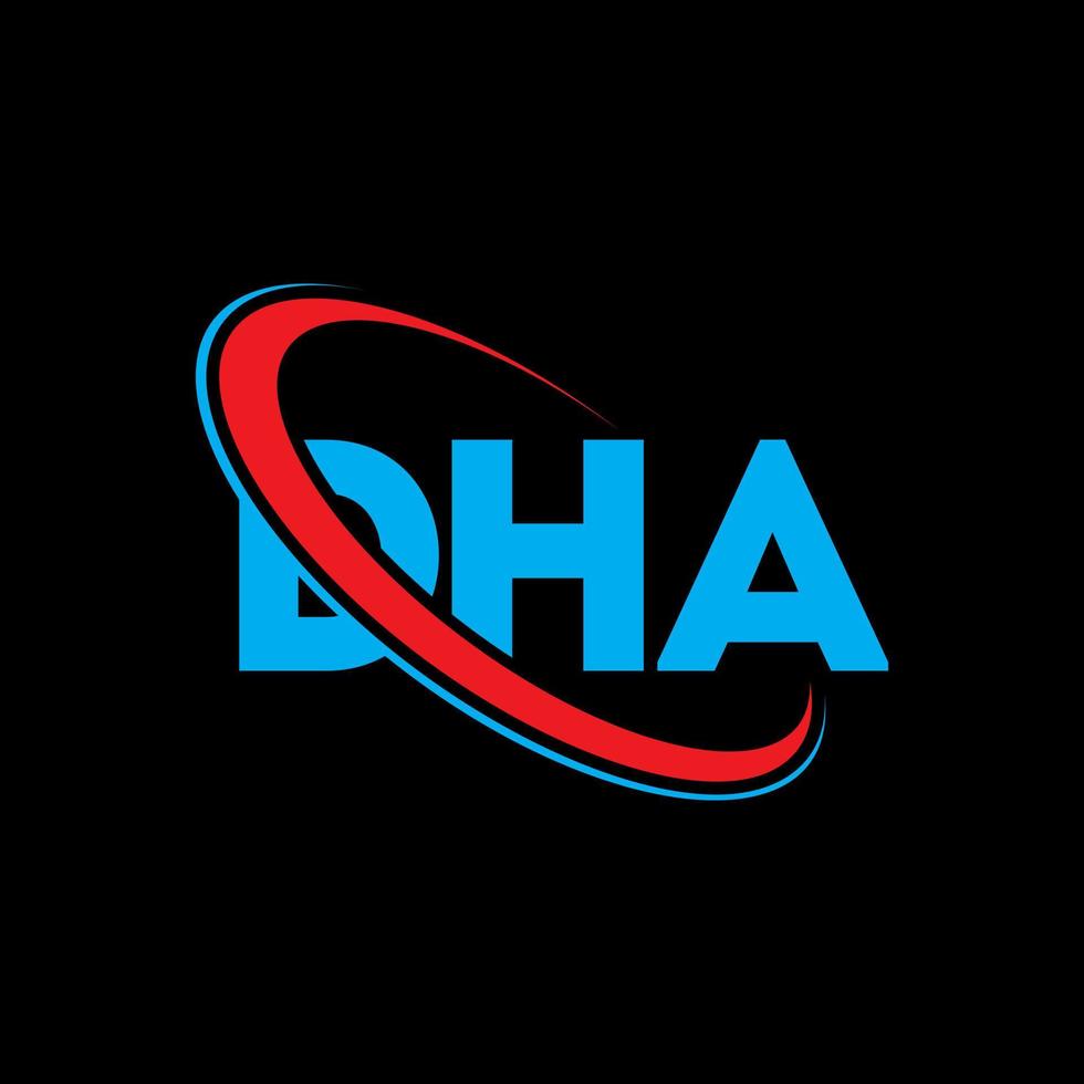 dha-logo. dha brief. dha brief logo ontwerp. initialen dha logo gekoppeld aan cirkel en hoofdletter monogram logo. dha typografie voor technologie, zaken en onroerend goed merk. vector