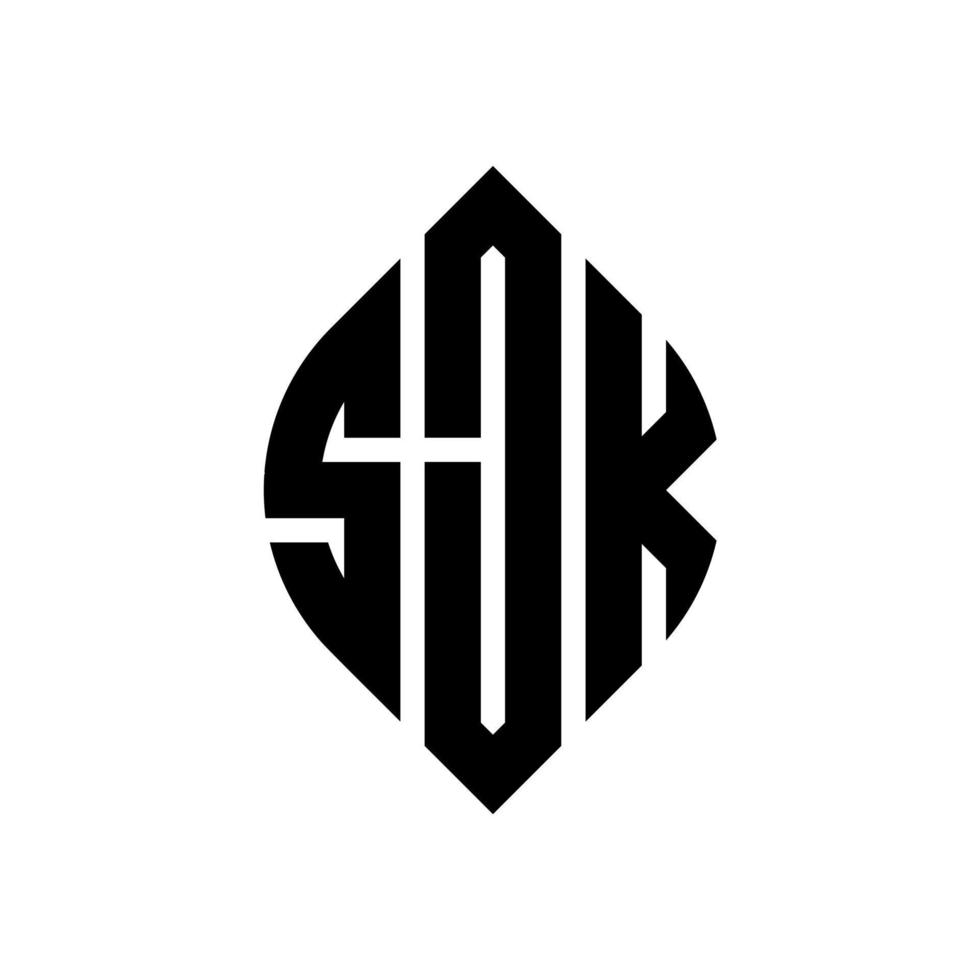 sjk cirkel letter logo ontwerp met cirkel en ellipsvorm. sjk ellipsletters met typografische stijl. de drie initialen vormen een cirkellogo. sjk cirkel embleem abstracte monogram brief mark vector. vector