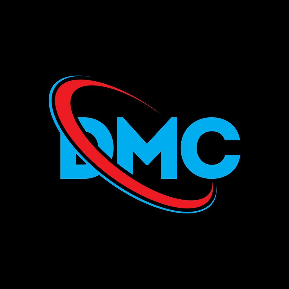 dmc-logo. dmc brief. dmc brief logo ontwerp. initialen dmc-logo gekoppeld aan cirkel en monogram-logo in hoofdletters. dmc-typografie voor technologie, zaken en onroerend goed merk. vector