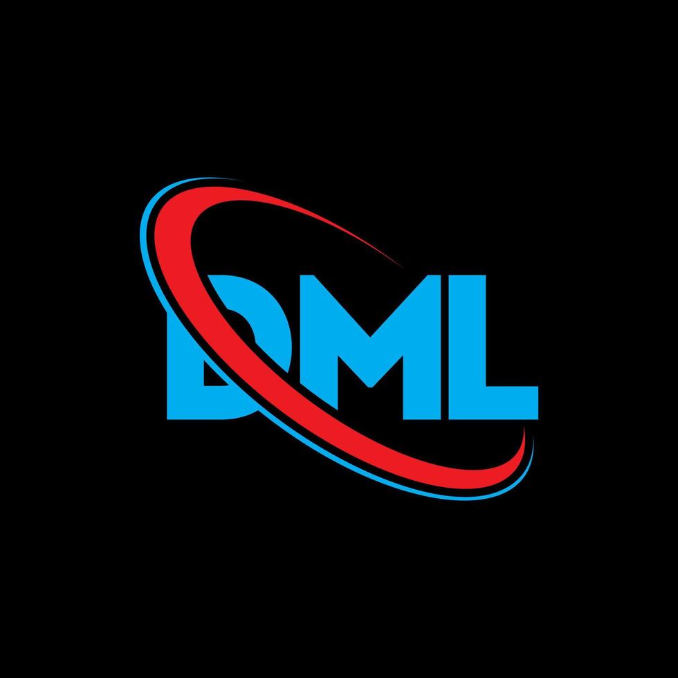 dml-logo. dml-brief. dml brief logo ontwerp. initialen dml-logo gekoppeld aan cirkel en monogram-logo in hoofdletters. dml typografie voor technologie, zaken en onroerend goed merk. vector