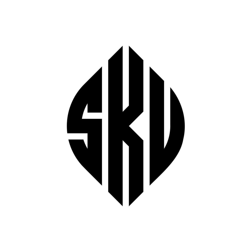 sku cirkel letter logo ontwerp met cirkel en ellipsvorm. sku-ellipsletters met typografische stijl. de drie initialen vormen een cirkellogo. sku cirkel embleem abstracte monogram brief mark vector. vector