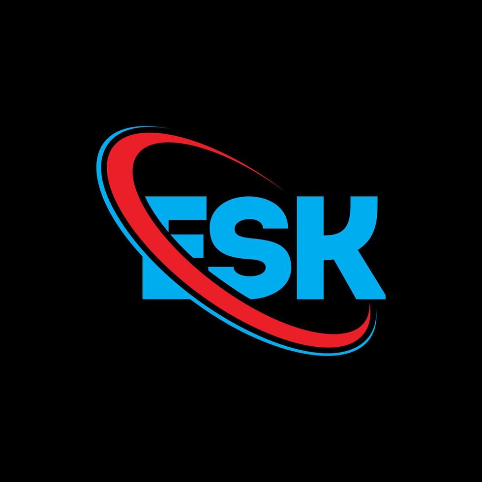 esk-logo. es brief. esk brief logo ontwerp. initialen esk-logo gekoppeld aan cirkel en monogram-logo in hoofdletters. esk typografie voor technologie, zaken en onroerend goed merk. vector