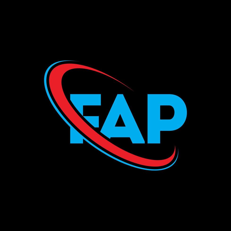 fap-logo. fap brief. fap letter logo-ontwerp. initialen fap-logo gekoppeld aan cirkel en monogram-logo in hoofdletters. fap typografie voor technologie, zaken en onroerend goed merk. vector