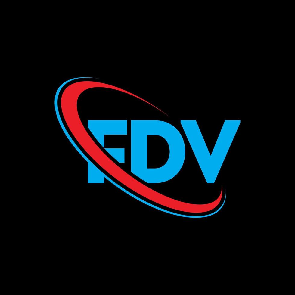 fdv-logo. fd brief. fdv brief logo ontwerp. initialen fdv-logo gekoppeld aan cirkel en monogram-logo in hoofdletters. fdv-typografie voor technologie, zaken en onroerend goed merk. vector