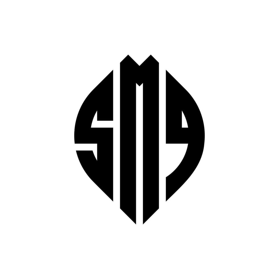 smq cirkel letter logo ontwerp met cirkel en ellipsvorm. smq ellipsletters met typografische stijl. de drie initialen vormen een cirkellogo. smq cirkel embleem abstracte monogram brief mark vector. vector