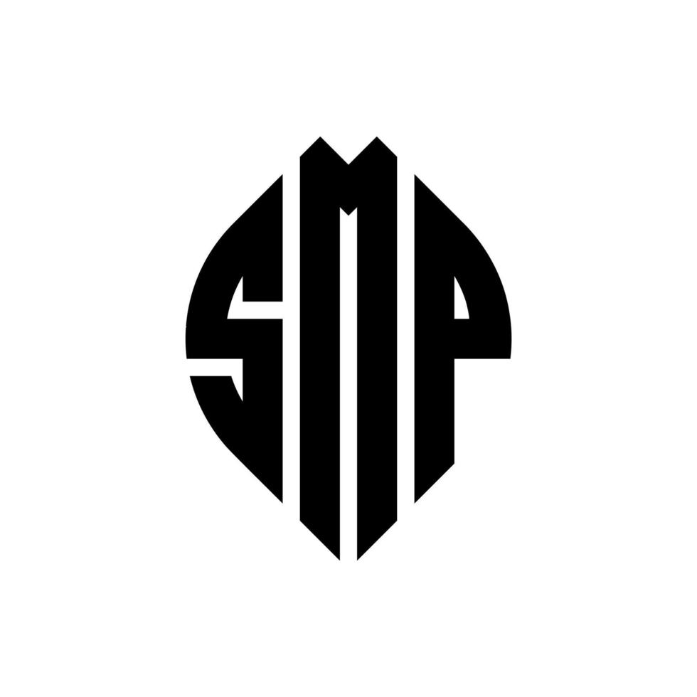 smp cirkel letter logo ontwerp met cirkel en ellipsvorm. smp ellipsletters met typografische stijl. de drie initialen vormen een cirkellogo. smp cirkel embleem abstracte monogram brief mark vector. vector