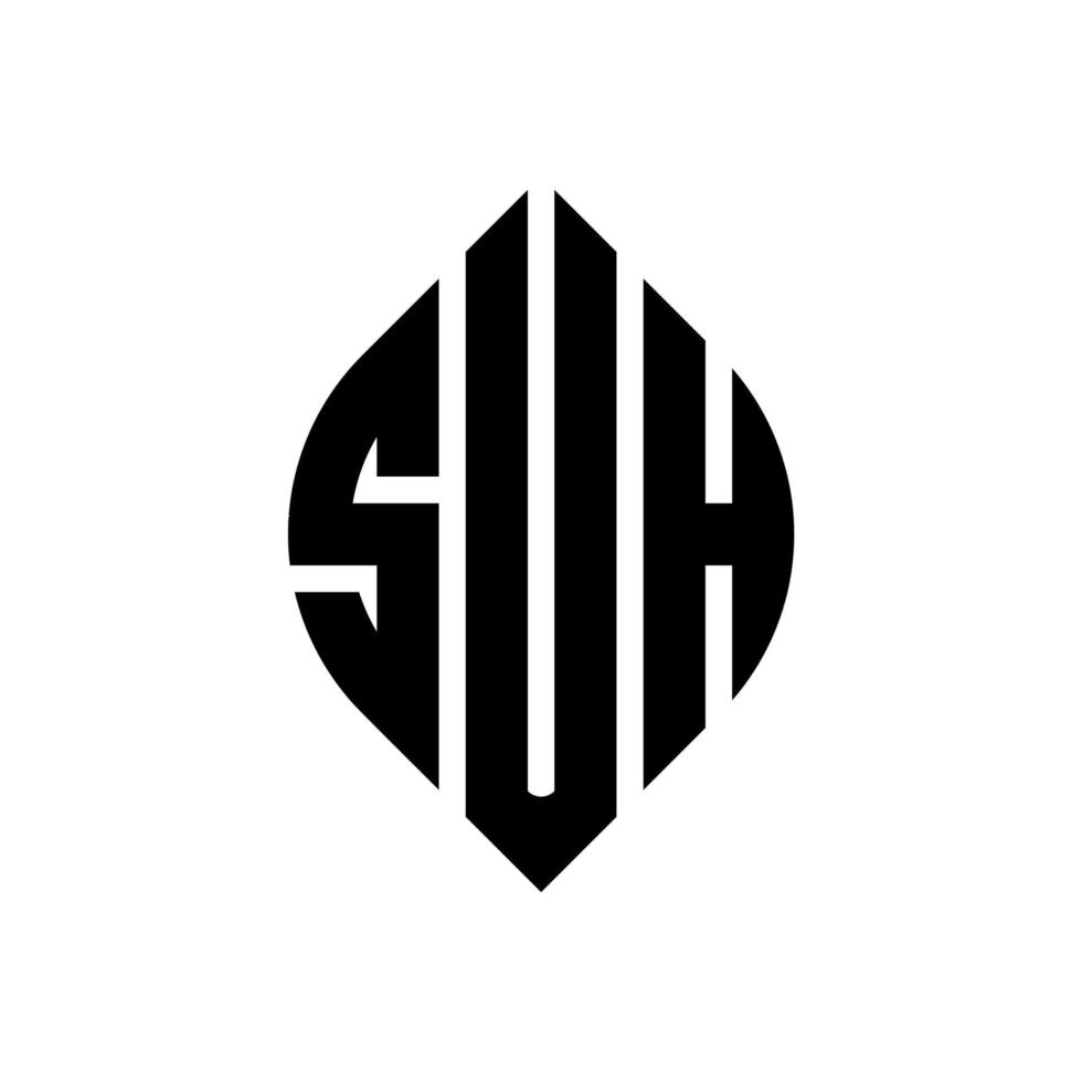 suh cirkel letter logo ontwerp met cirkel en ellipsvorm. suh ellipsletters met typografische stijl. de drie initialen vormen een cirkellogo. suh cirkel embleem abstracte monogram brief mark vector. vector