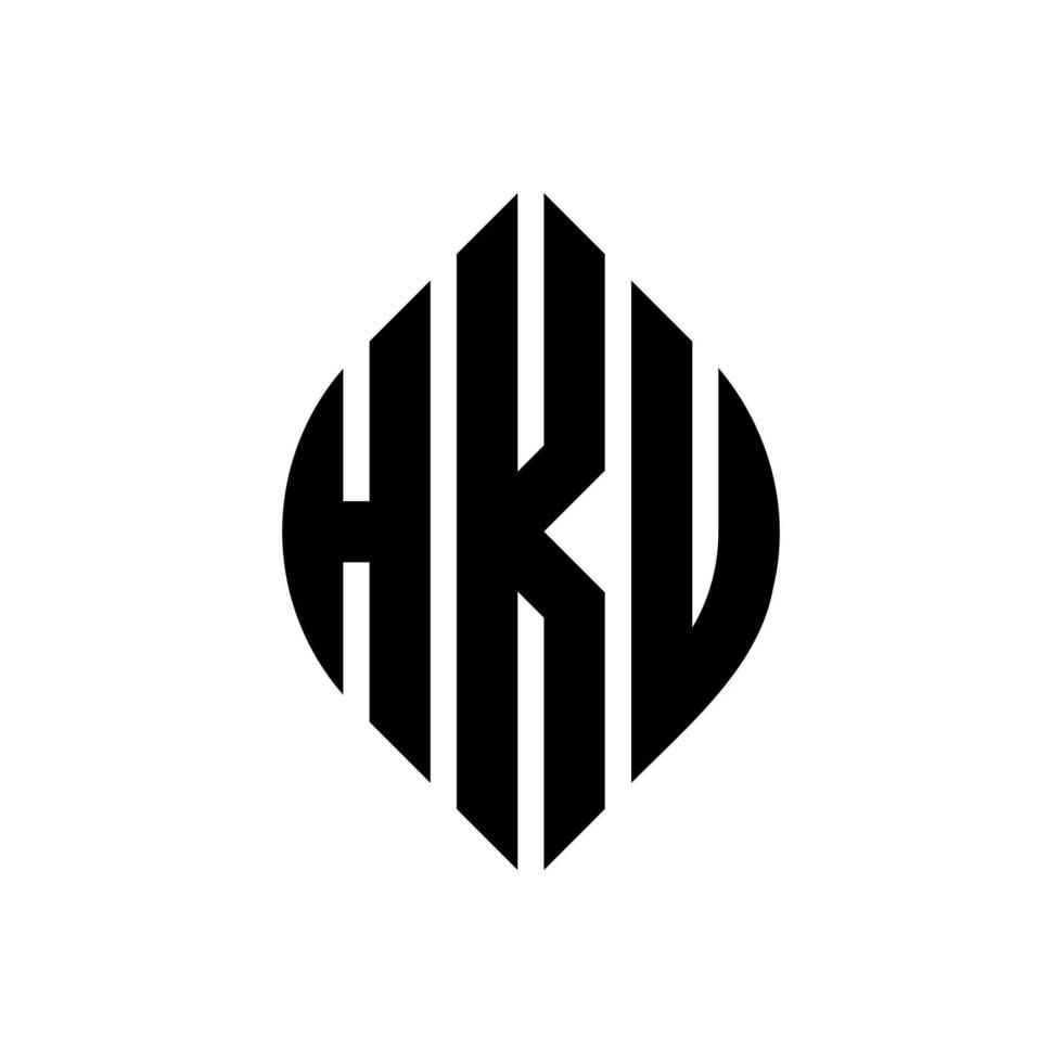 hku cirkel letter logo ontwerp met cirkel en ellipsvorm. hku ellipsletters met typografische stijl. de drie initialen vormen een cirkellogo. hku cirkel embleem abstracte monogram brief mark vector. vector