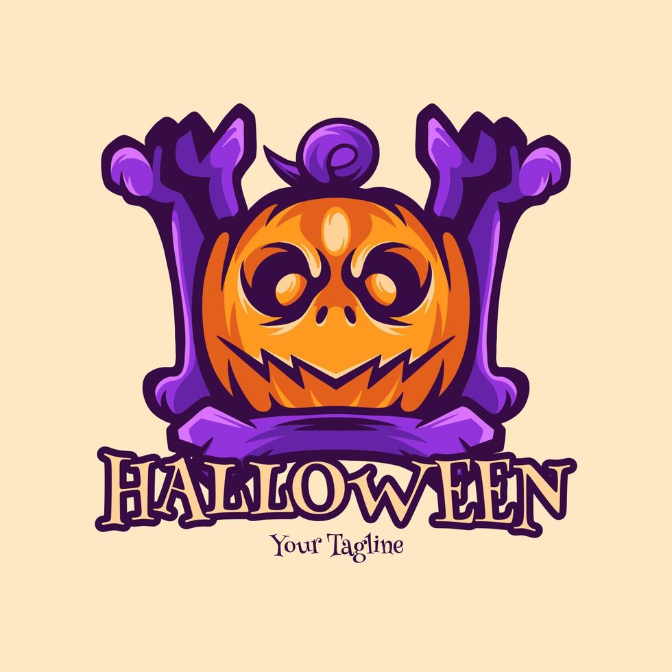 pompoen botten halloween karakter logo vector