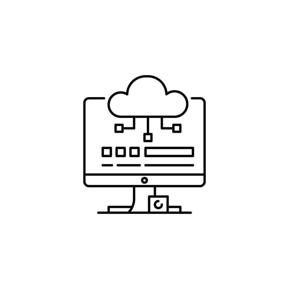 cloud computing lijn icoon. lineair stijlteken voor mobiel concept en webdesign. overzicht vector pictogram. symbool, logo afbeelding. vectorafbeelding