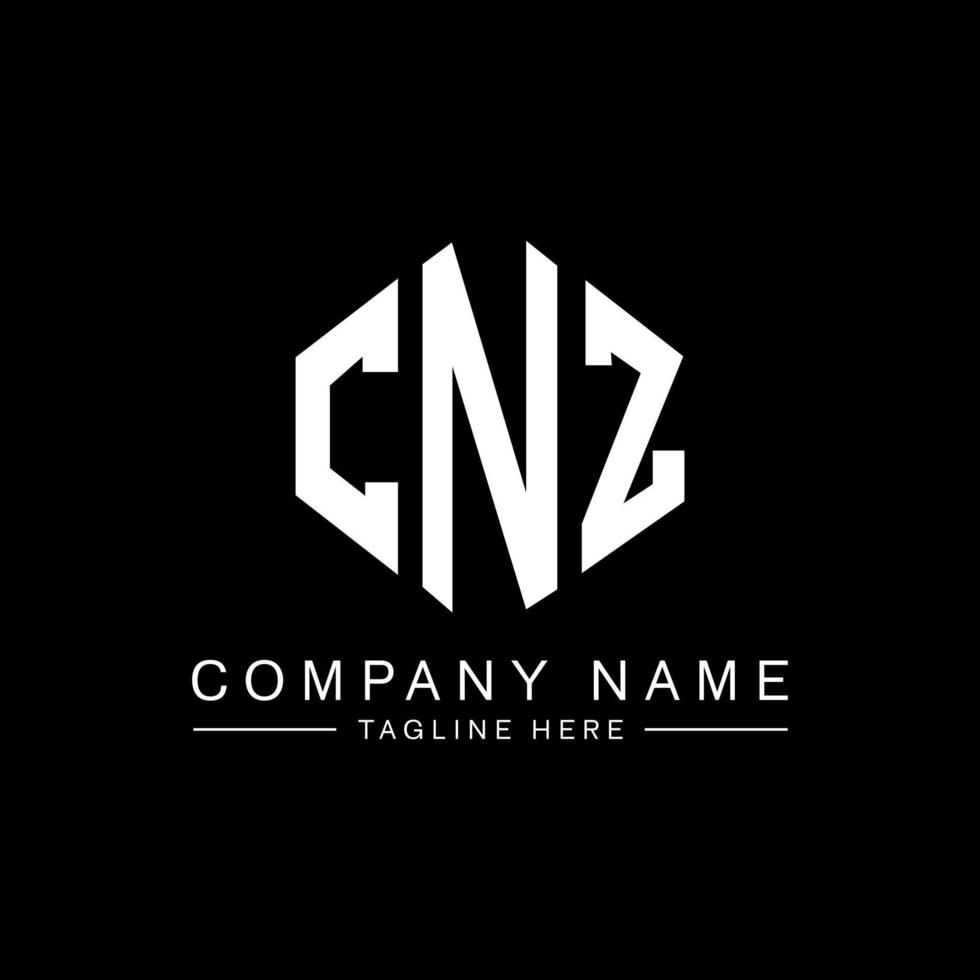cnz letter logo-ontwerp met veelhoekvorm. cnz veelhoek en kubusvorm logo-ontwerp. cnz zeshoek vector logo sjabloon witte en zwarte kleuren. cnz-monogram, bedrijfs- en onroerendgoedlogo.