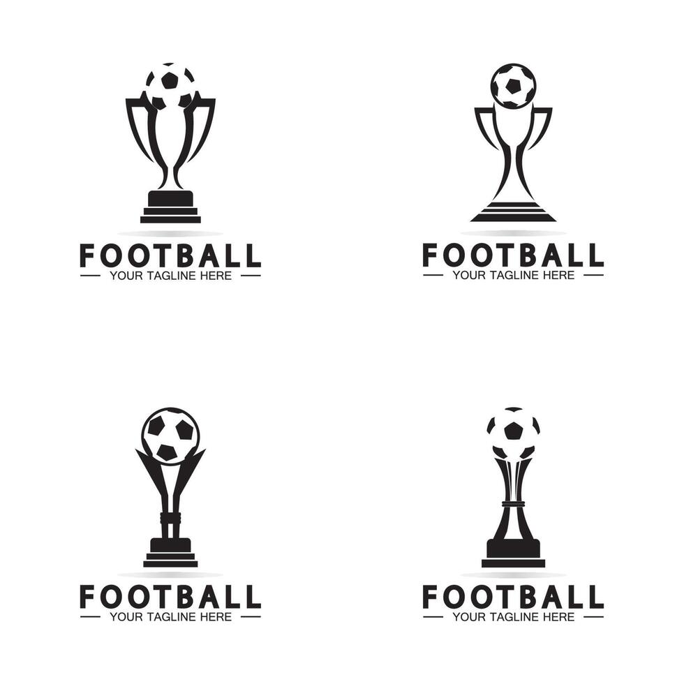 voetbal of voetbalkampioenschap trofee logo ontwerp vector pictogram template.champions voetbaltrofee voor winnaar award