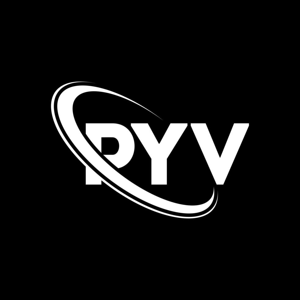 pyv-logo. pv brief. pyv brief logo ontwerp. initialen pyv-logo gekoppeld aan cirkel en monogram-logo in hoofdletters. pyv typografie voor technologie, zaken en onroerend goed merk. vector