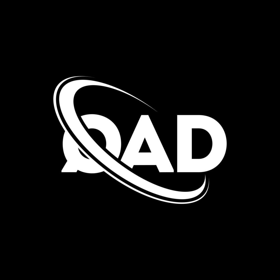 qad-logo. qad brief. qad brief logo ontwerp. initialen qad-logo gekoppeld aan cirkel en monogram-logo in hoofdletters. qad typografie voor technologie, zaken en onroerend goed merk. vector