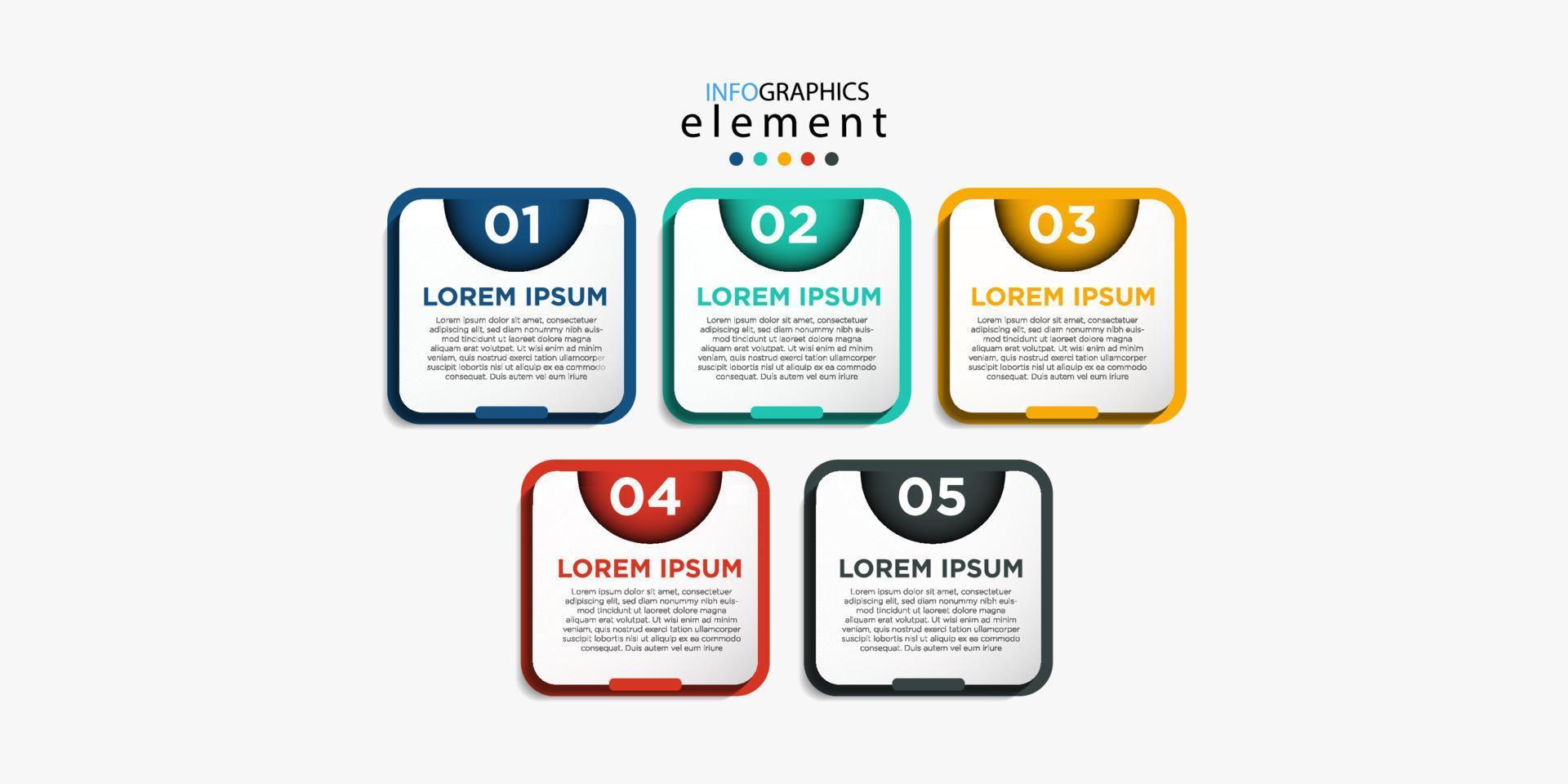 moderne zakelijke infographic ontwerpsjabloon vector met pictogrammen en 5 opties of stappen. kan worden gebruikt voor procesdiagram, presentaties, workflowlay-out, banner, stroomschema, infografiek. eps10