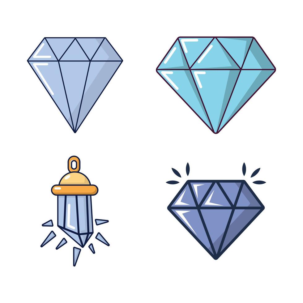 diamant pictogrammenset, cartoon stijl vector