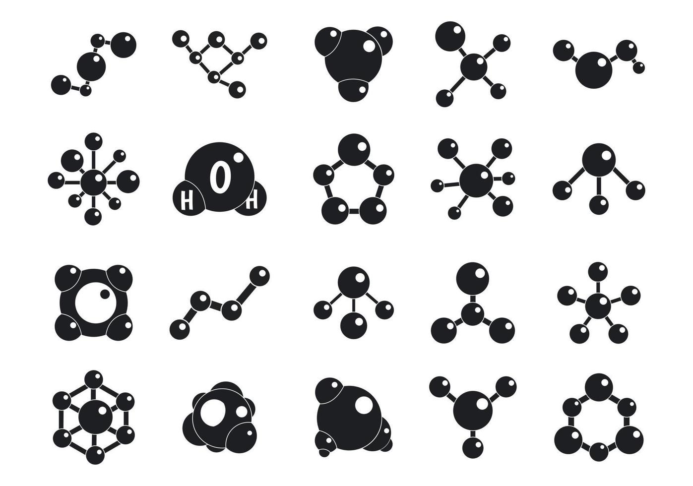 molecuul pictogrammenset, eenvoudige stijl vector