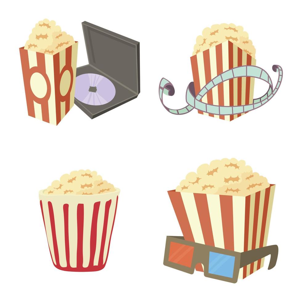 popcorn pictogrammenset, cartoon stijl vector