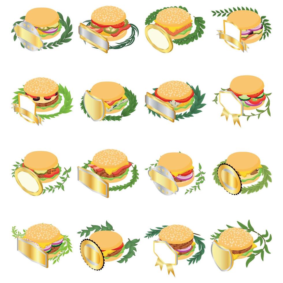 beste sandwich iconen set, isometrische stijl vector
