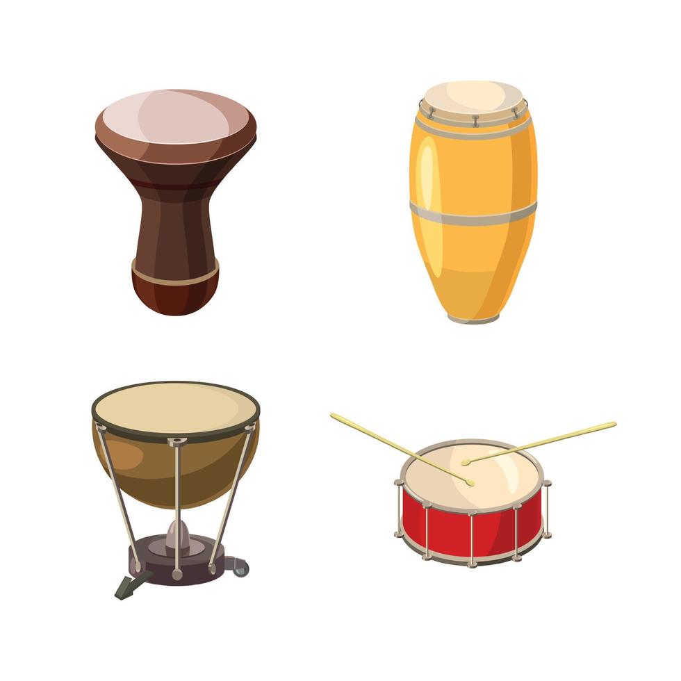 drums pictogrammenset, cartoon stijl vector