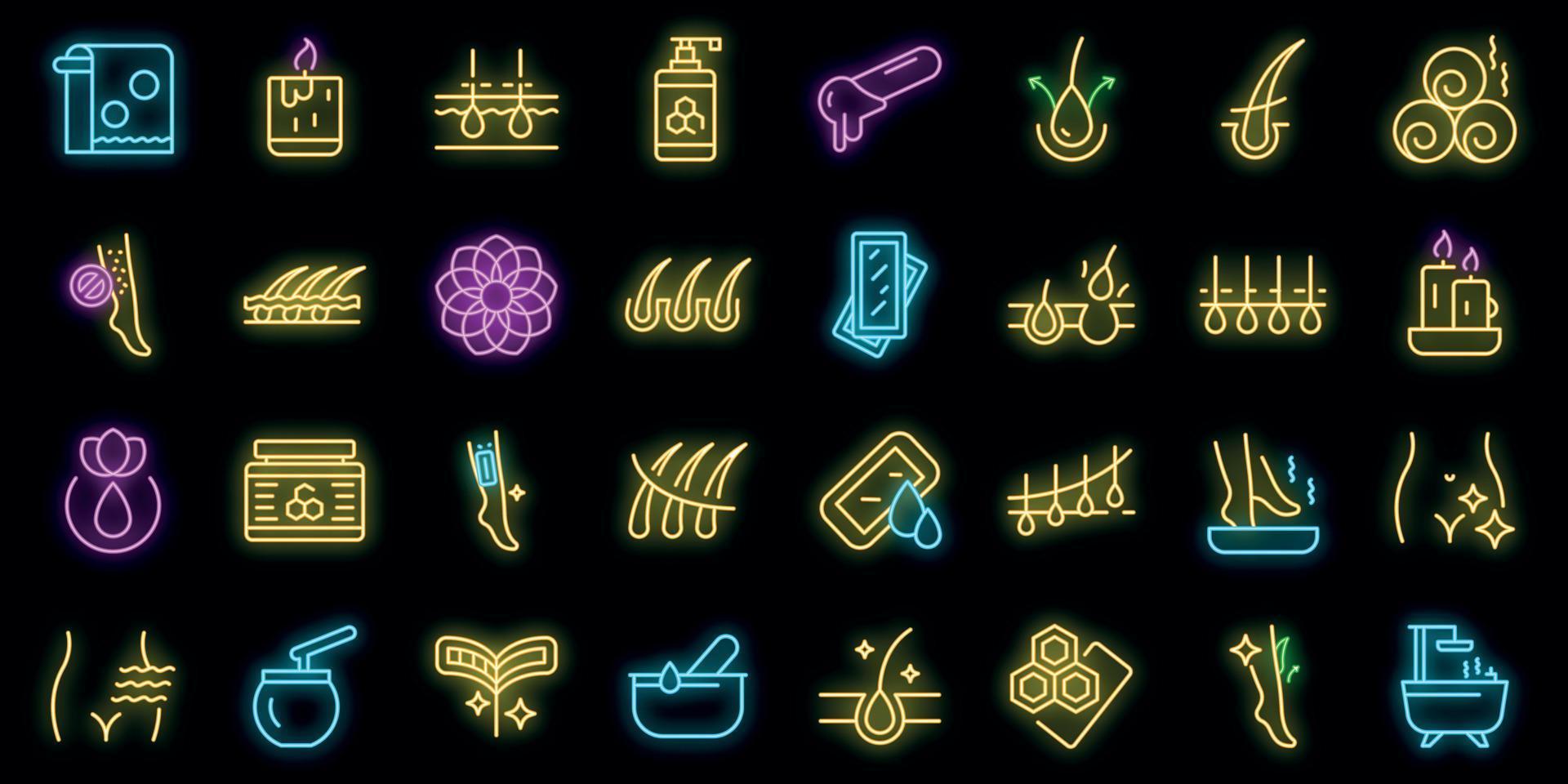 wax therapie pictogram overzicht vector. ontharingsvector neon vector