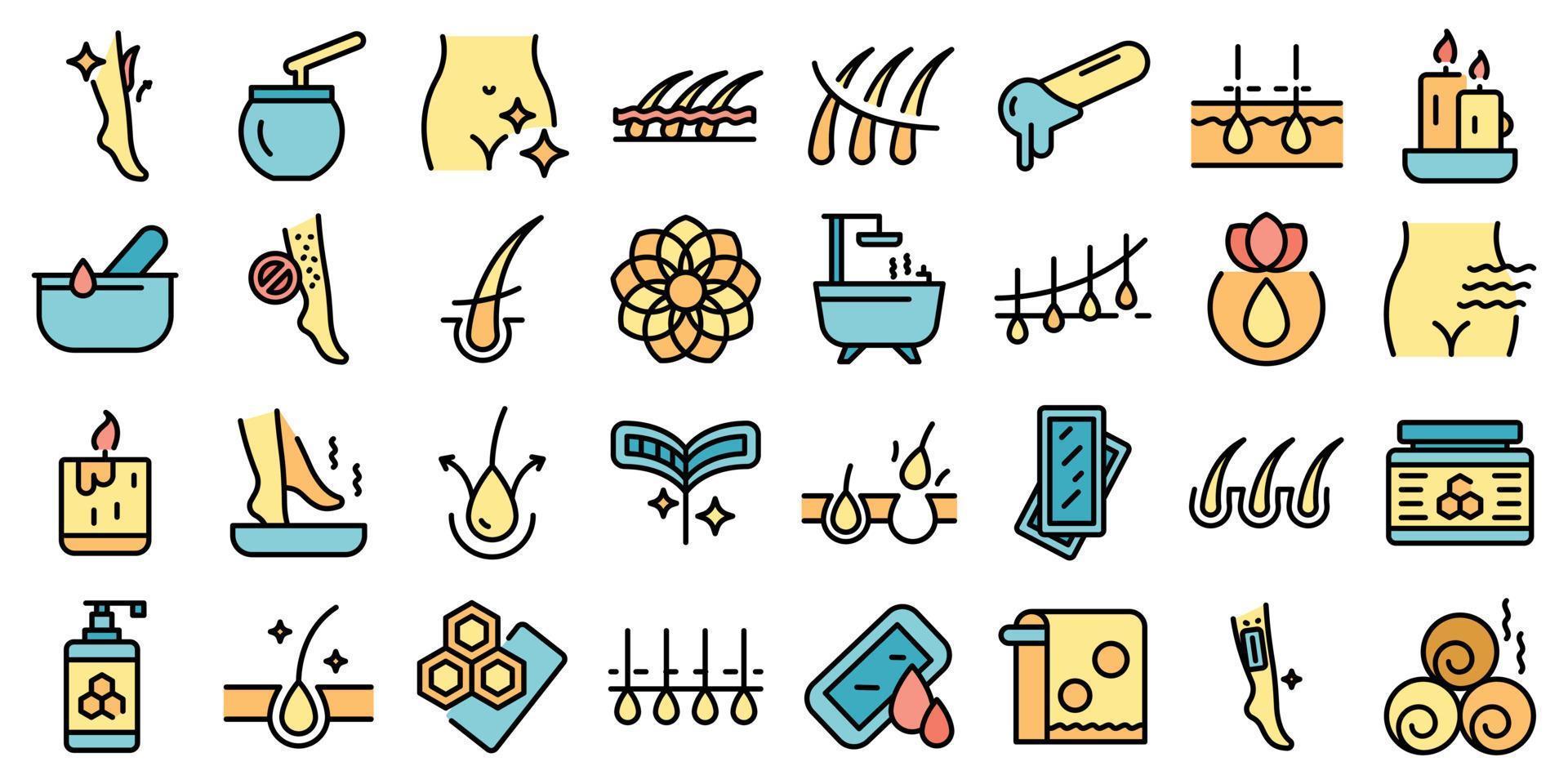 wax therapie pictogram overzicht vector. ontharing vector