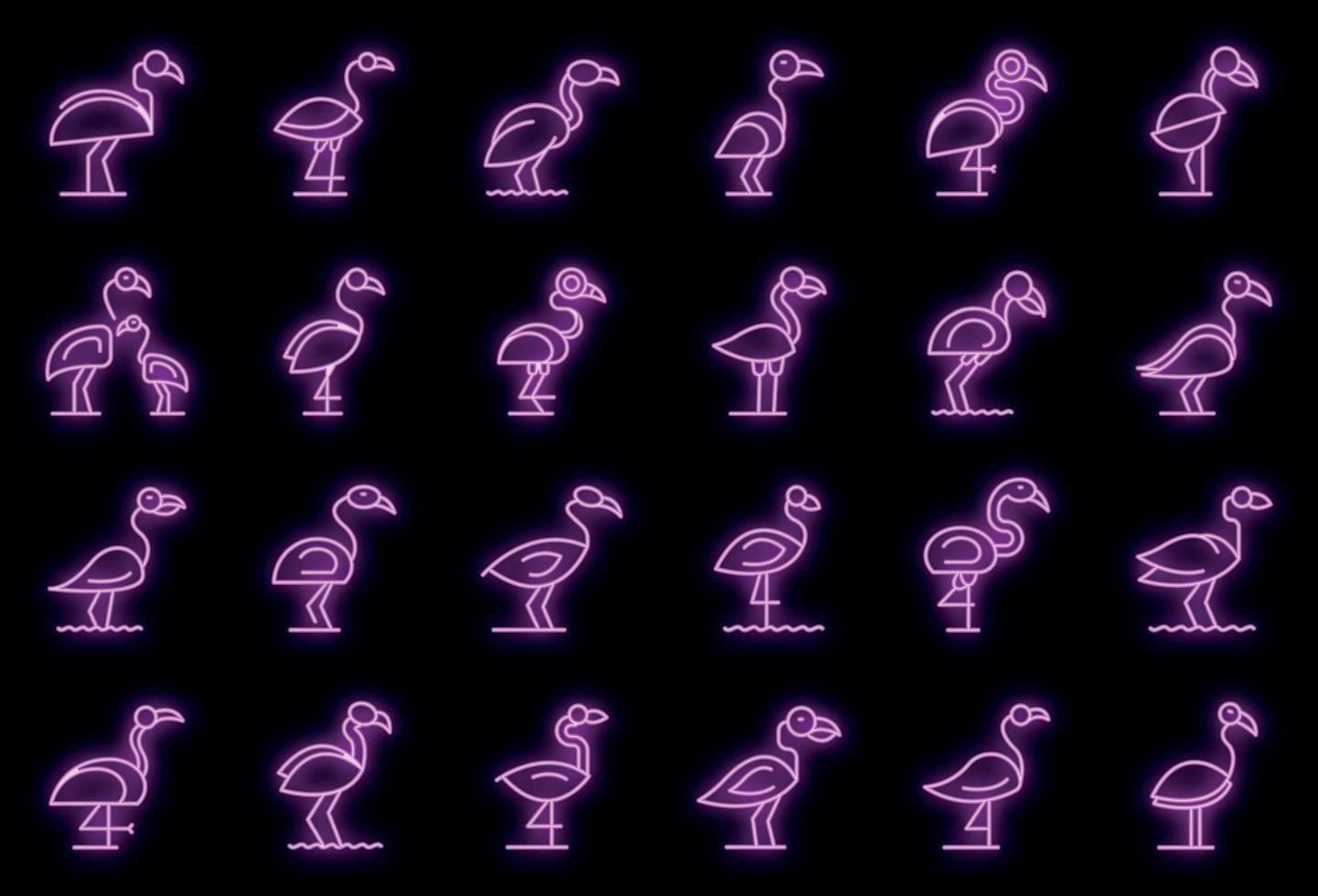 flamingo pictogrammen instellen vector neon