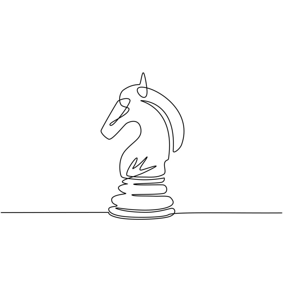 enkele doorlopende lijntekening paard ridder schaken logo geïsoleerd op een witte achtergrond. schaaklogo voor website, app en printpresentatie. creatief kunstconcept. één lijn tekenen ontwerp vectorillustratie vector