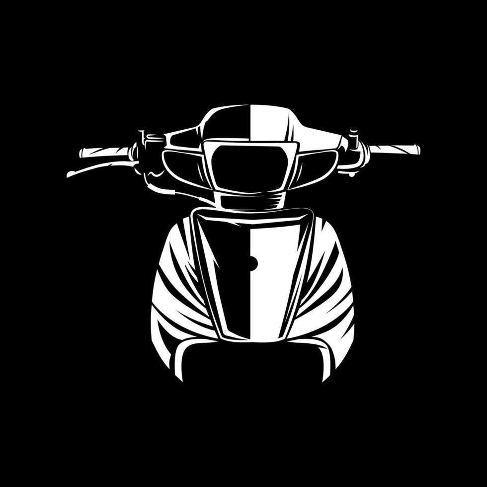 retro underbone motorfiets silhouet op zwarte achtergrond. kan worden gebruikt voor afdrukken op motorclub t-shirt, achtergrond, banner, posters, pictogram, web, enz. vector