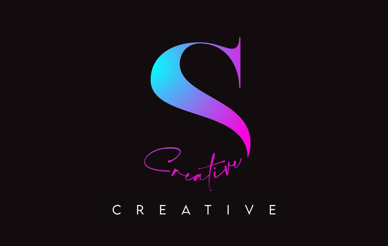 s-letterontwerp met creatief knippen en serif-lettertype in paarsblauwe kleurenvector vector