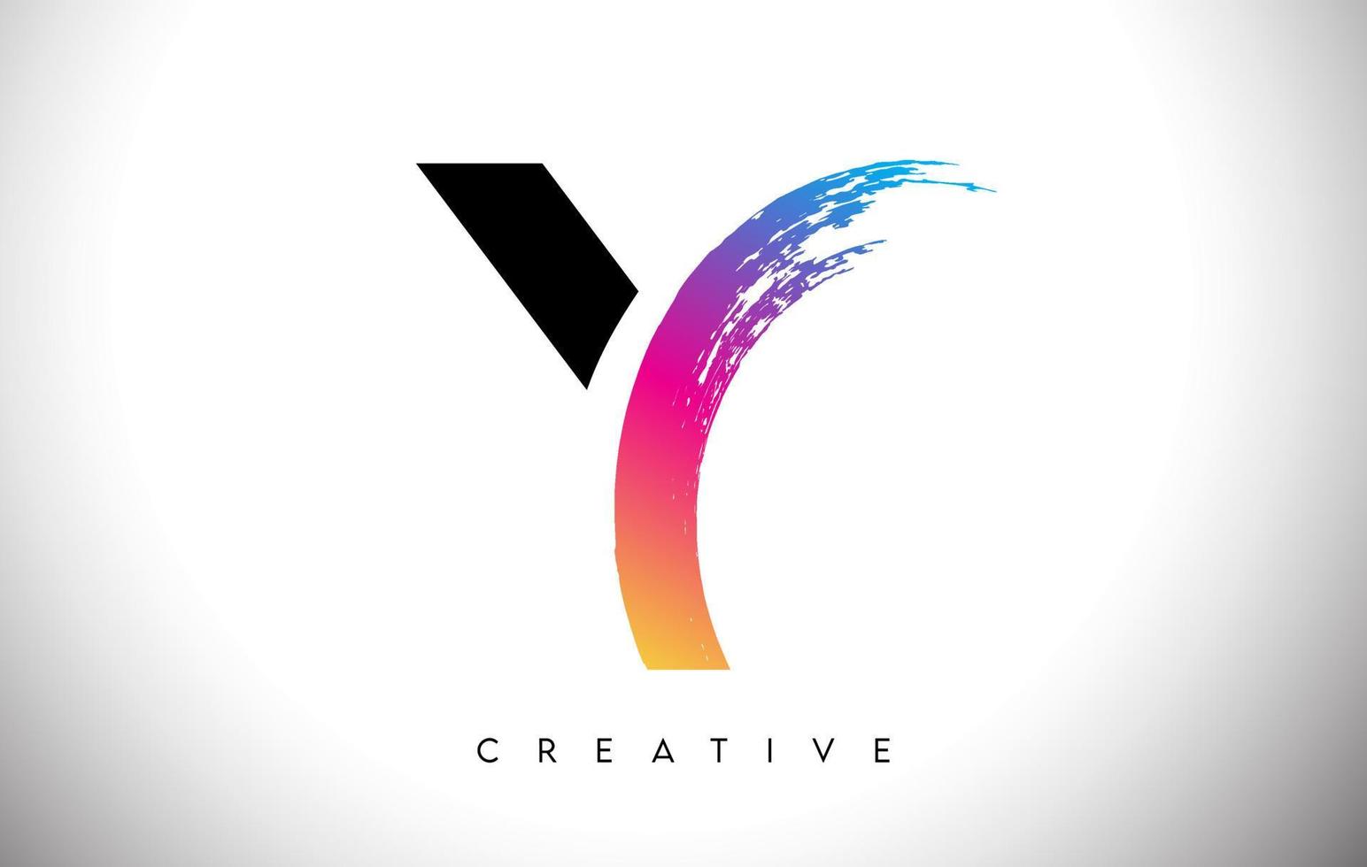 y penseelstreek artistiek letter logo-ontwerp met creatieve, moderne look vector en levendige kleuren