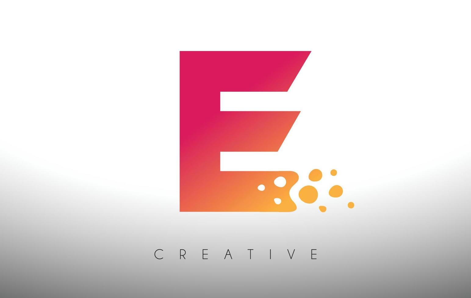 e stippen letter logo-ontwerp met creatieve artistieke zeepbel gesneden in paarse kleuren vector