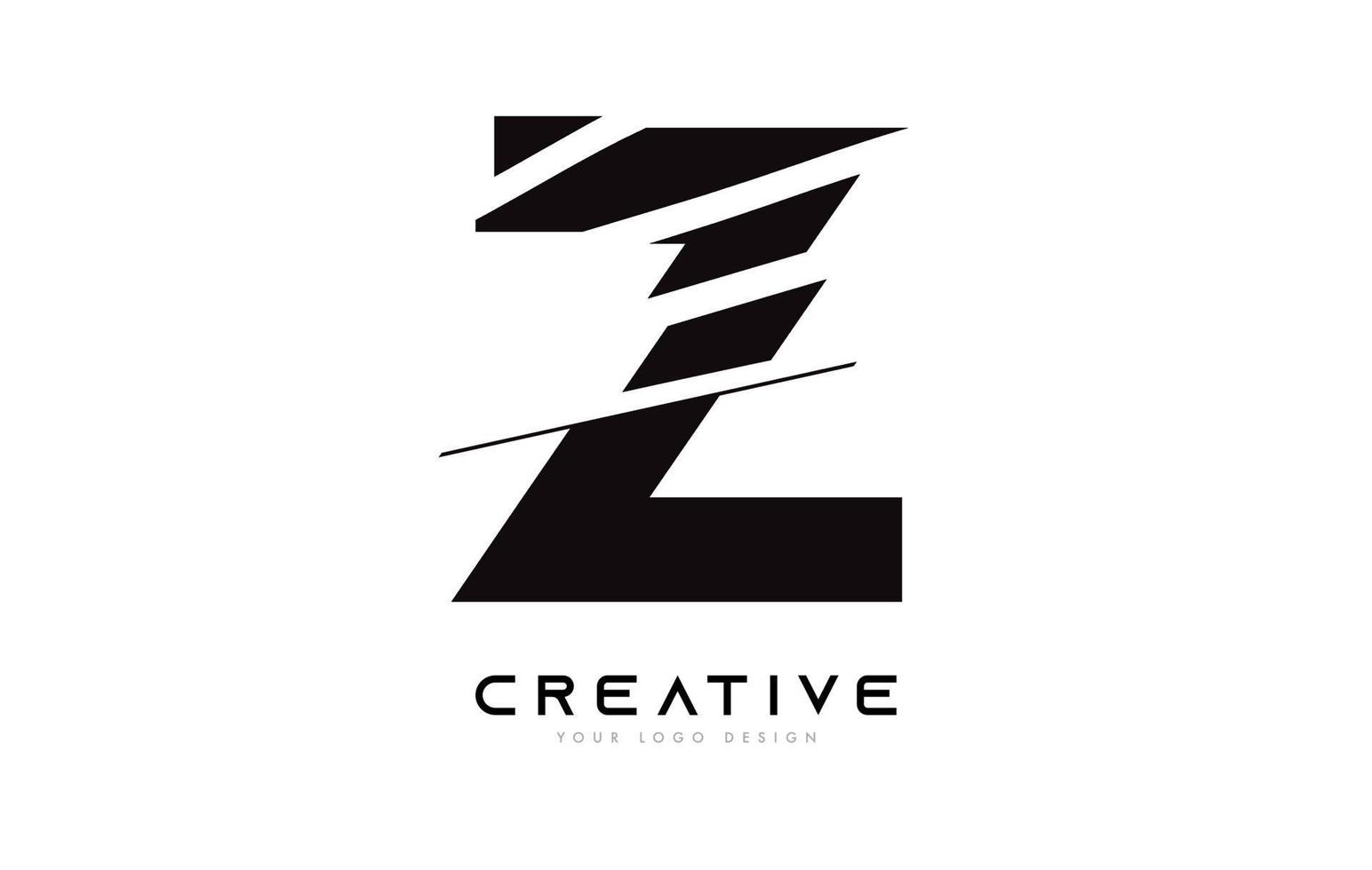 gesneden letter z logo pictogramontwerp met zwarte en witte kleuren en gesneden plakjes vector