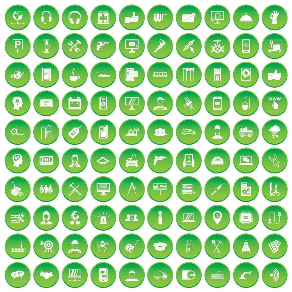 100 ondersteuningspictogrammen instellen groene cirkel vector