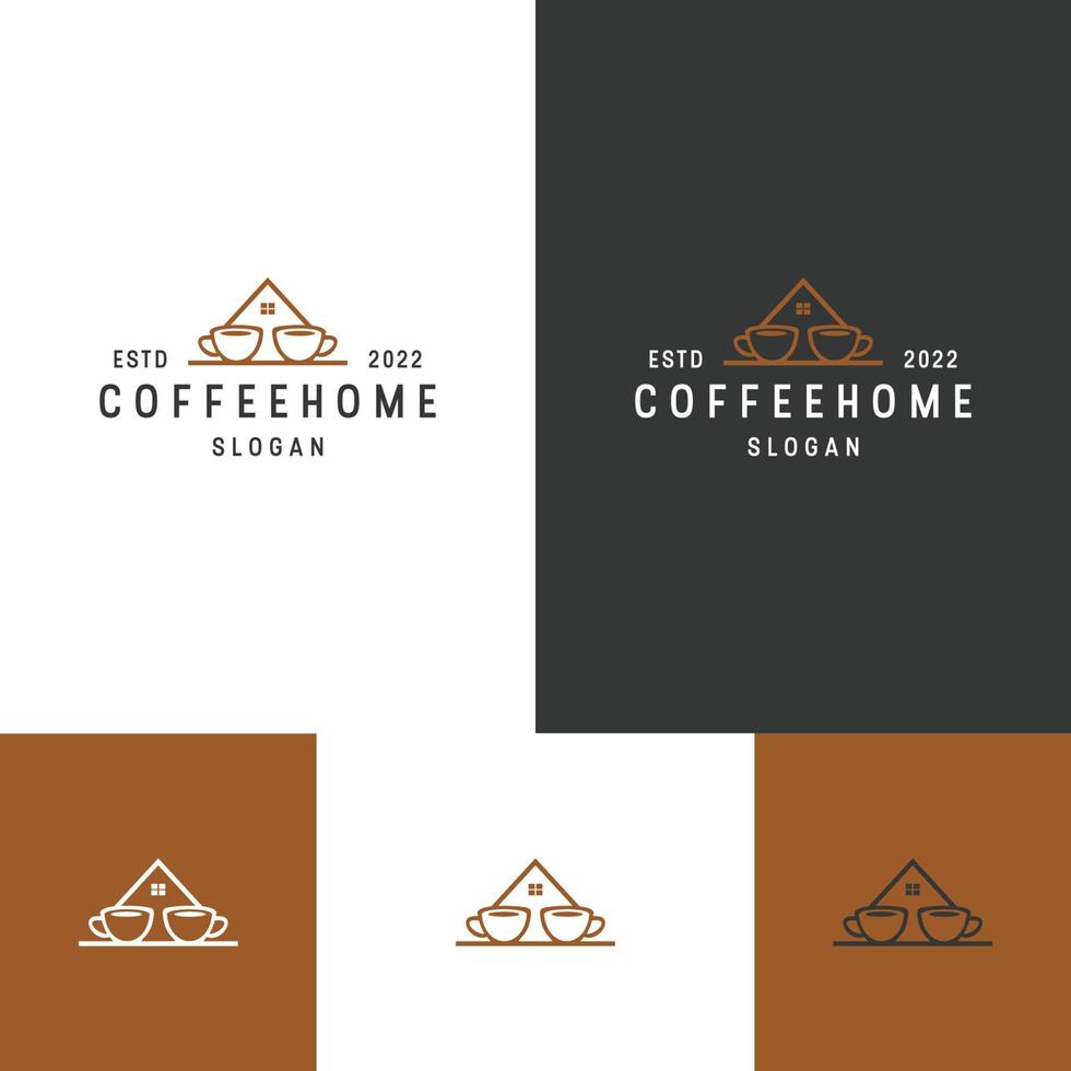 koffie thuis logo pictogram ontwerpsjabloon vector