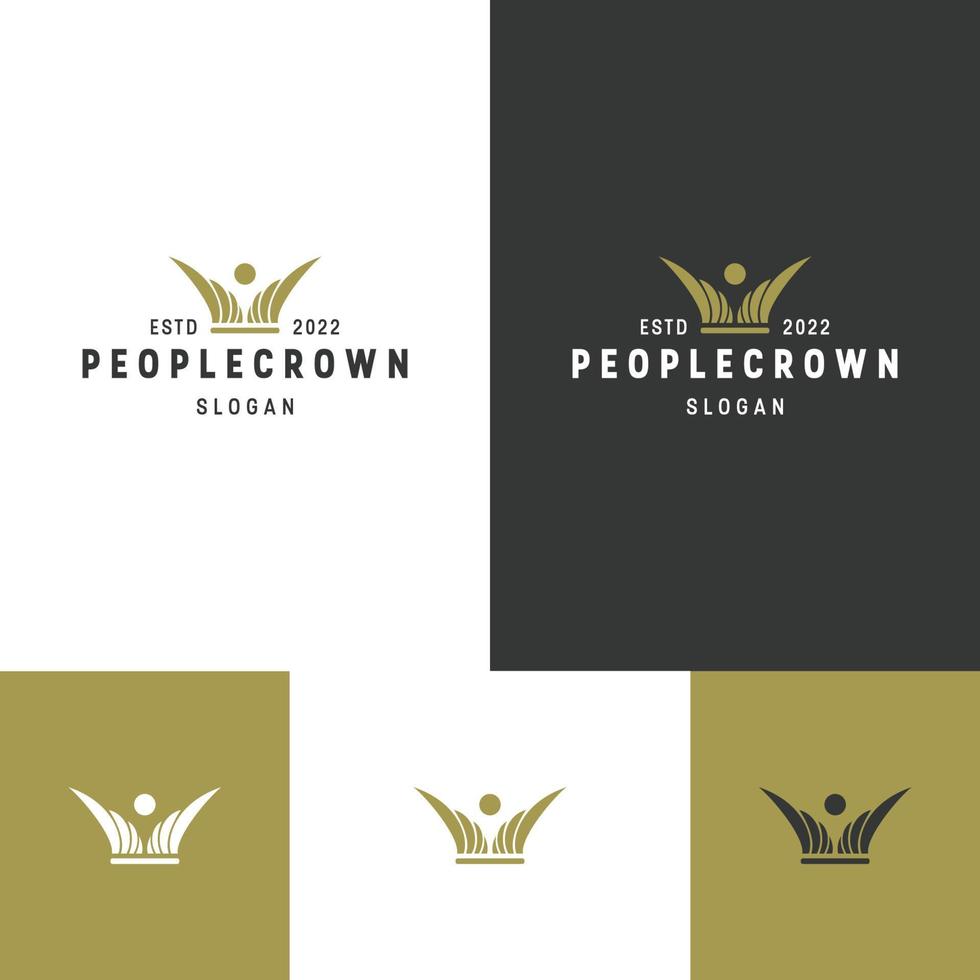 mensen kroon logo pictogram ontwerpsjabloon vector