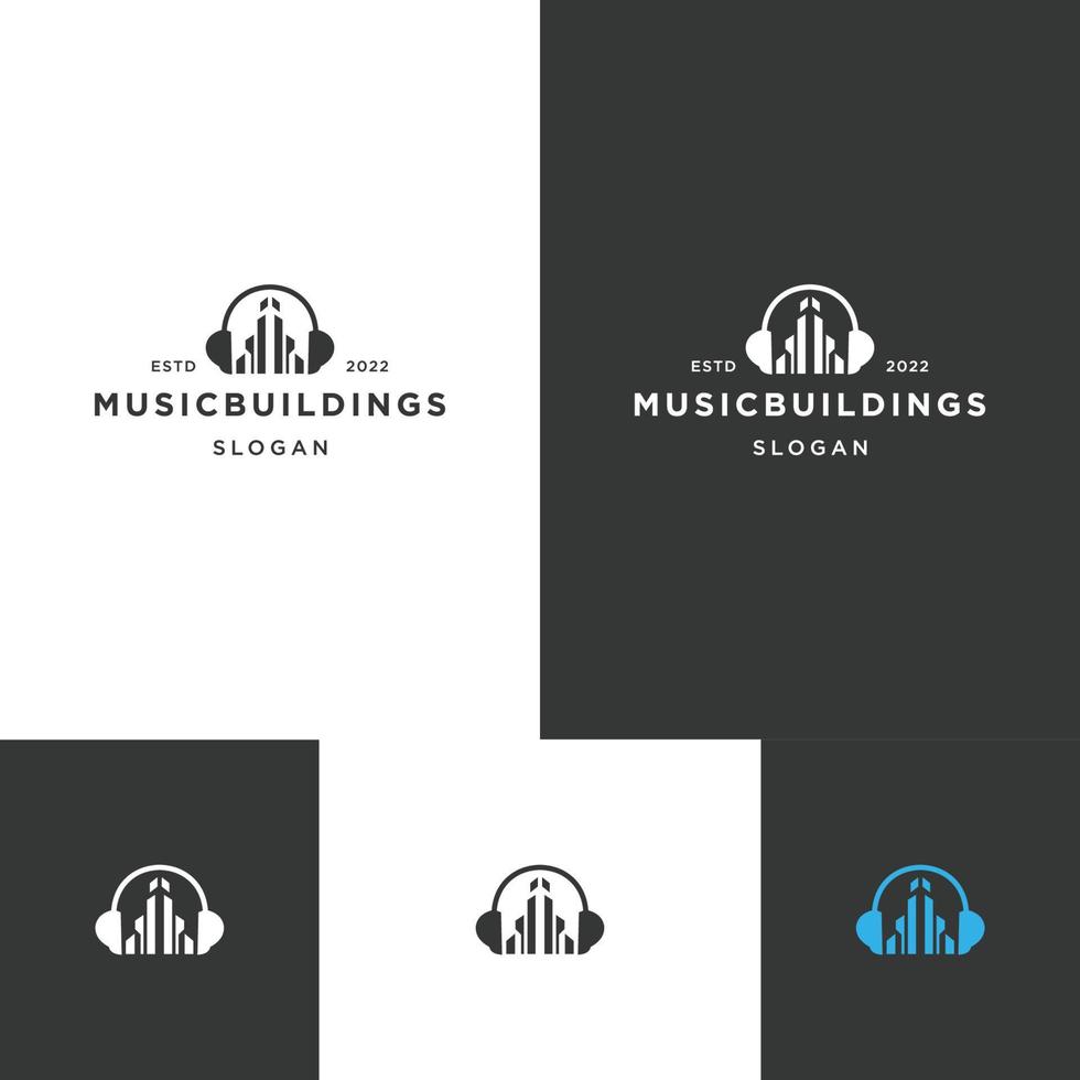 muziek gebouwen logo pictogram ontwerpsjabloon vector