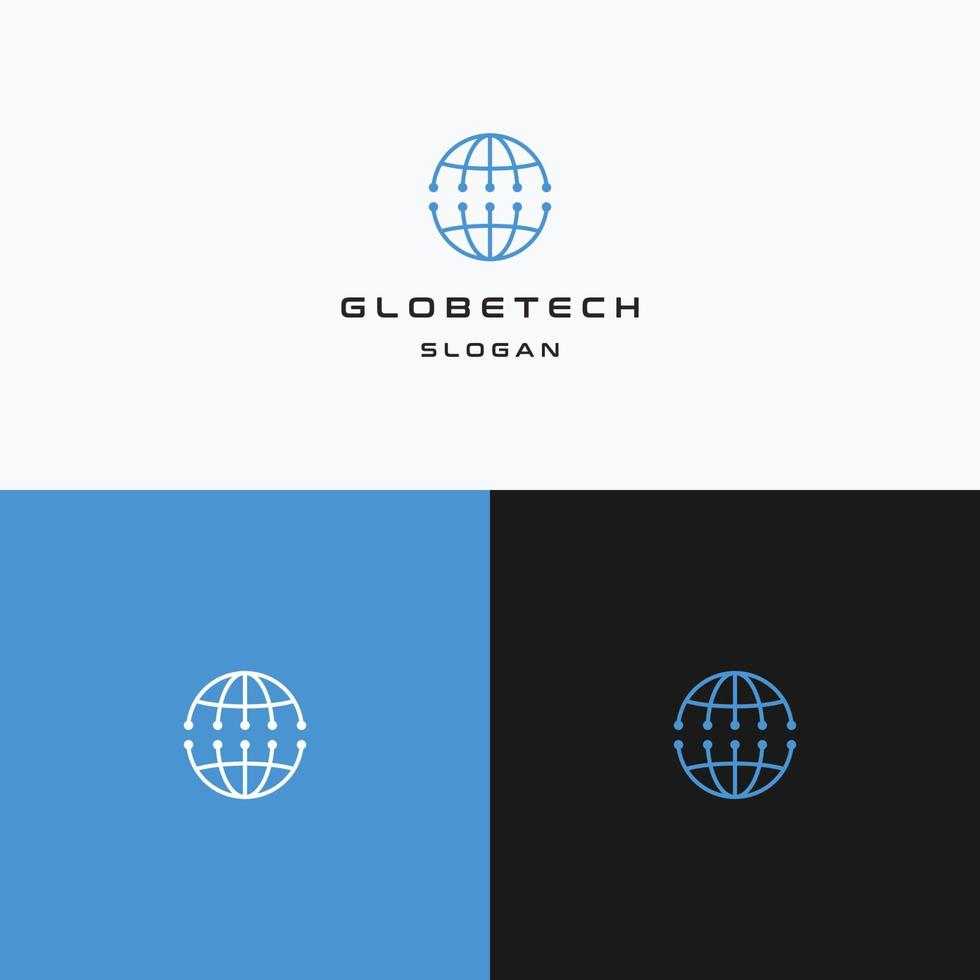 wereldbol tech logo pictogram ontwerpsjabloon vector