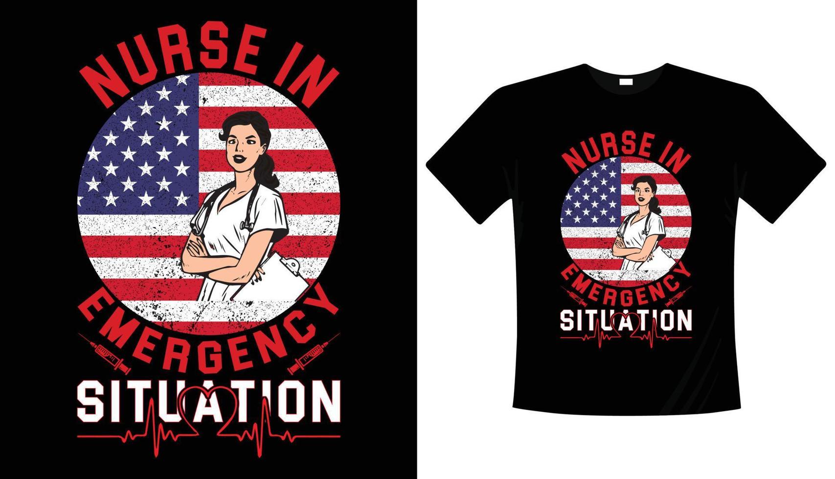 verpleegster in noodsituatie- typografie t-shirtontwerp, verpleging t-shirtontwerp vector