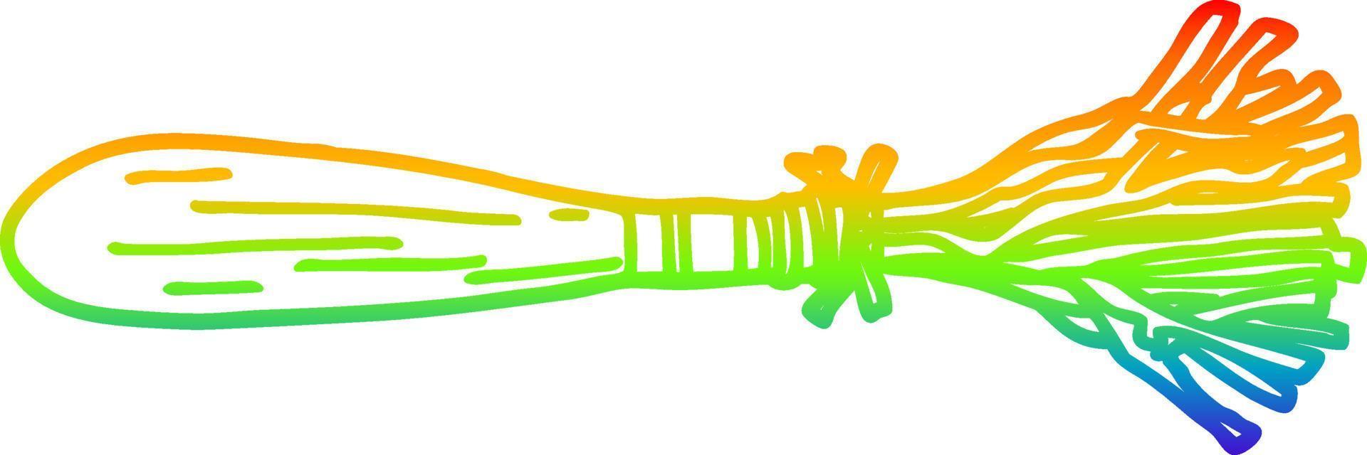 regenbooggradiënt lijntekening cartoon magische bezemstelen vector