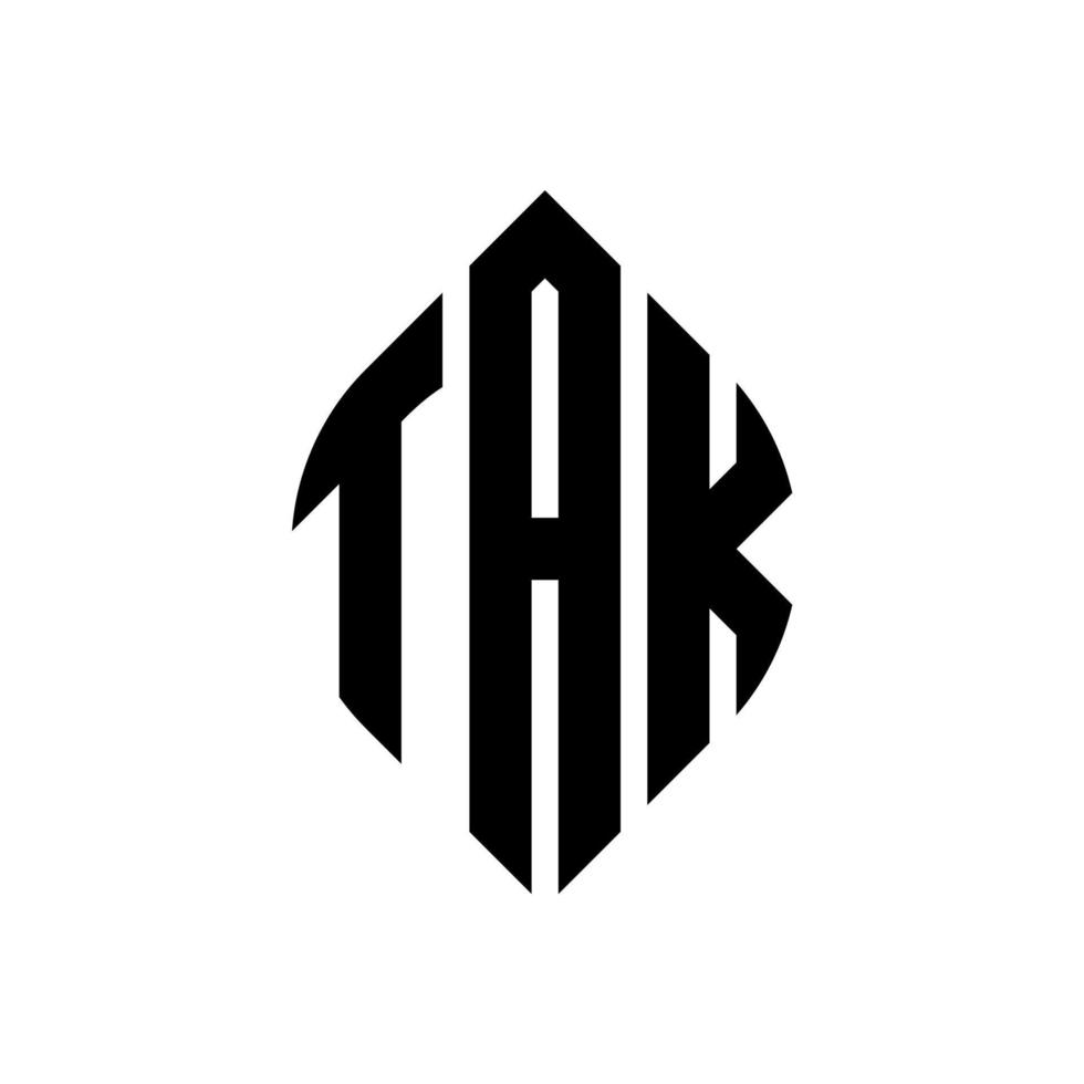 tak cirkel letter logo ontwerp met cirkel en ellipsvorm. tak ellipsletters met typografische stijl. de drie initialen vormen een cirkellogo. tak cirkel embleem abstracte monogram brief mark vector. vector