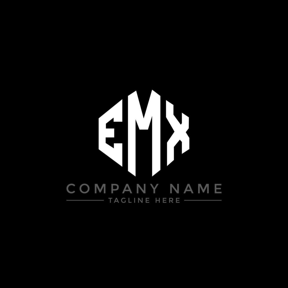 emx letter logo-ontwerp met veelhoekvorm. emx veelhoek en kubusvorm logo-ontwerp. emx zeshoek vector logo sjabloon witte en zwarte kleuren. emx-monogram, bedrijfs- en onroerendgoedlogo.