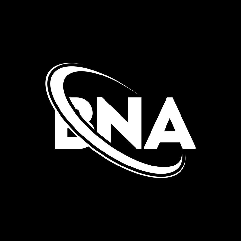 bna-logo. bn brief. bna brief logo ontwerp. initialen bna-logo gekoppeld aan cirkel en monogram-logo in hoofdletters. bna typografie voor technologie, business en onroerend goed merk. vector