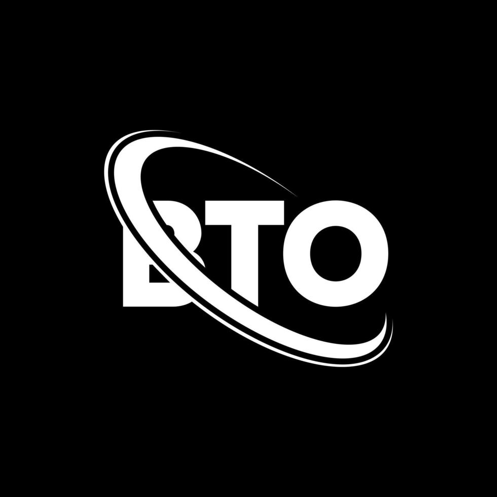 bto-logo. bto brief. bto brief logo ontwerp. initialen bto-logo gekoppeld aan cirkel en monogram-logo in hoofdletters. bto typografie voor technologie, zaken en onroerend goed merk. vector