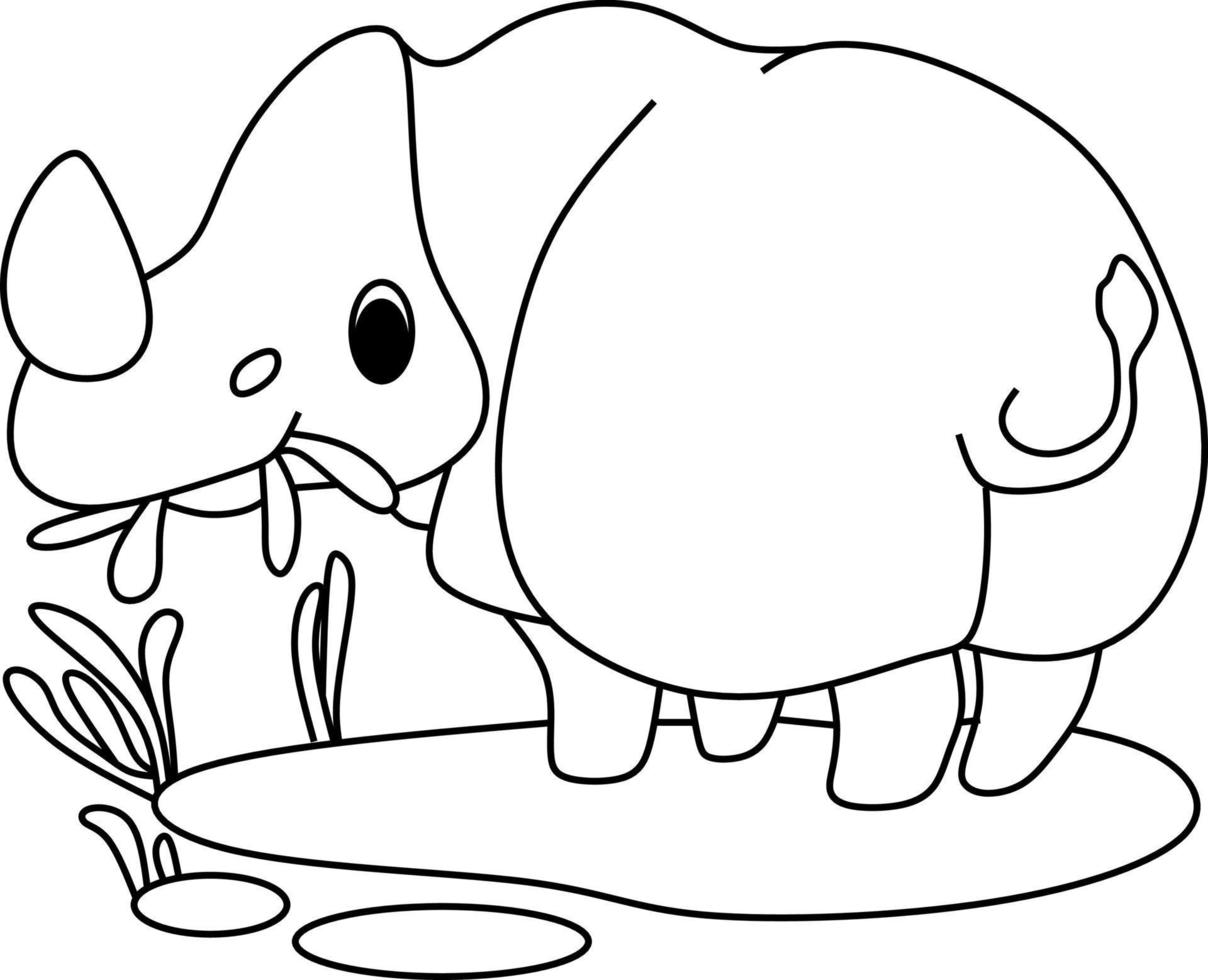 kleurplaat alfabetten dier tekenfilm neushoorn vector