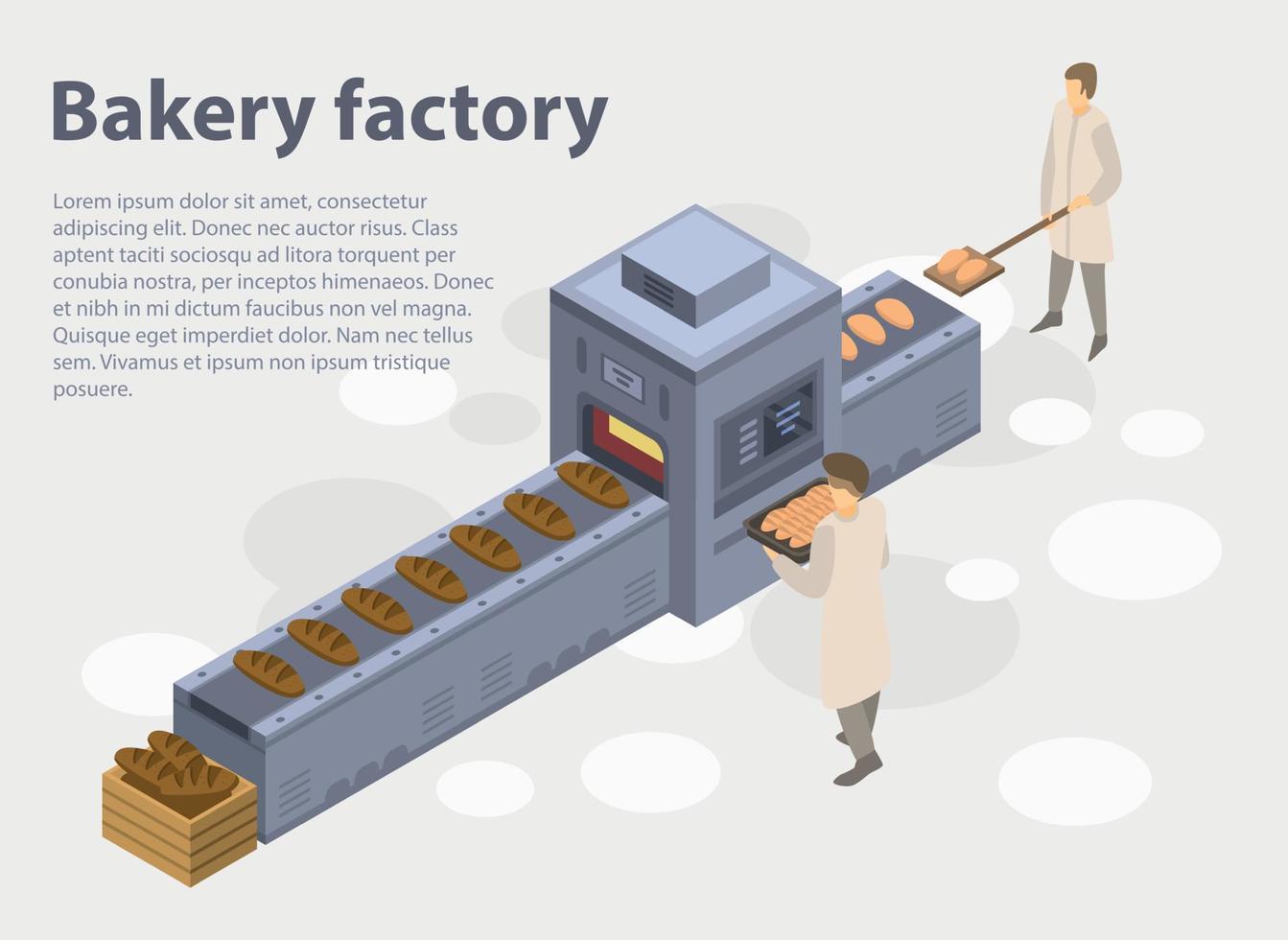 bakkerij fabriek concept banner, isometrische stijl vector