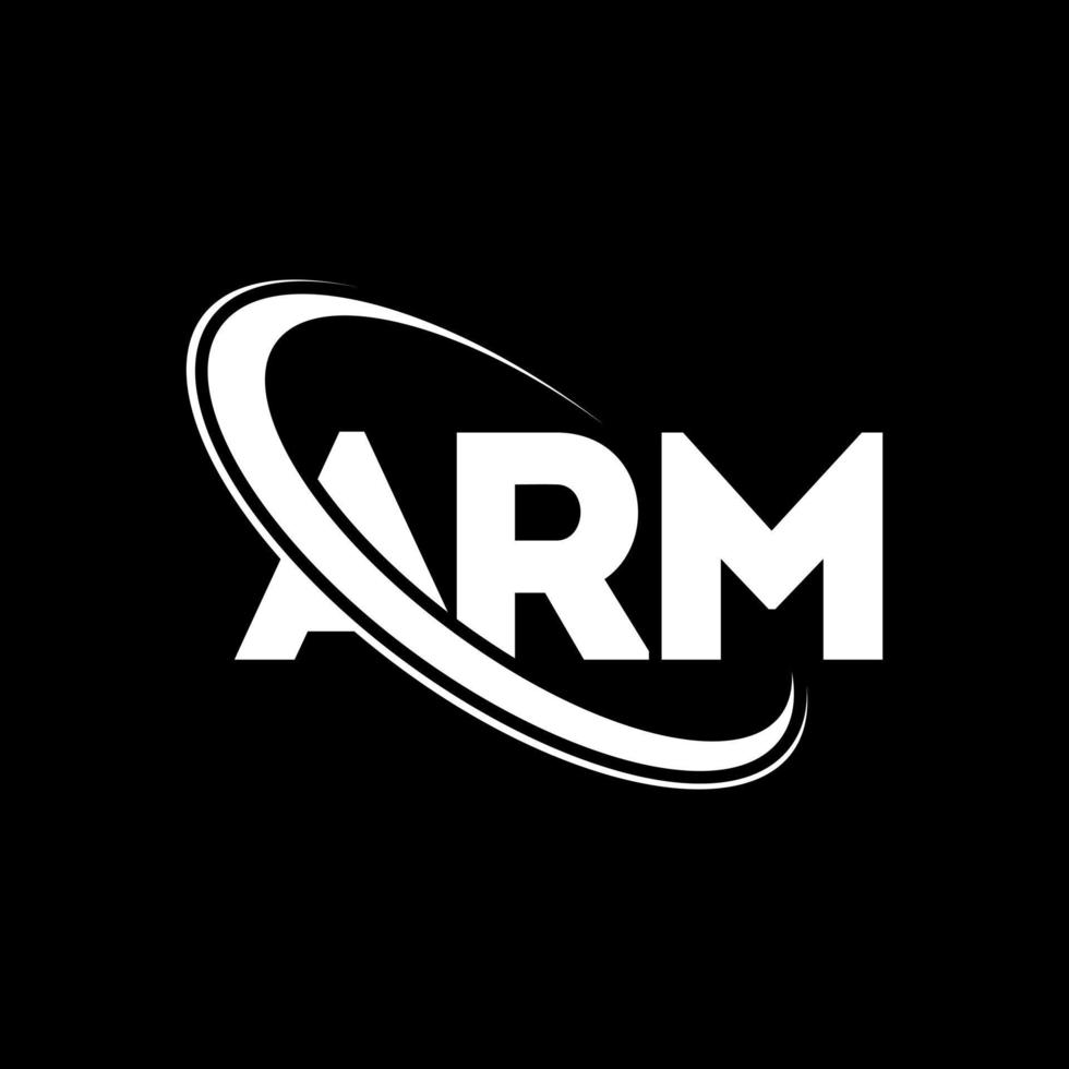 arm-logo. arm brief. arm brief logo ontwerp. initialen arm logo gekoppeld aan cirkel en hoofdletter monogram logo. arm typografie voor technologie, business en onroerend goed merk. vector